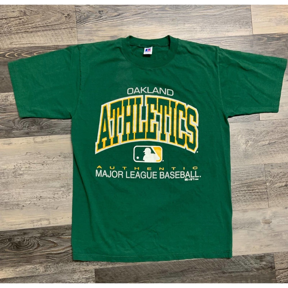 Vintage Oakland Athletics Spell Out Tee Russell Athletic Large USA Made 90s